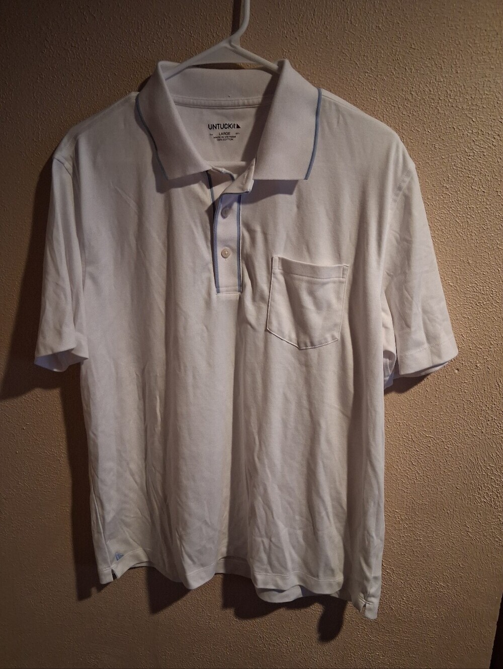 Untuckit White Blue Polo 100% Cotton L
